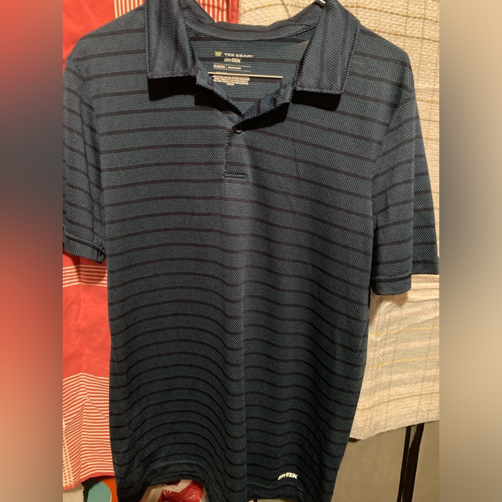 Tek Gear Polo Shirt Kids XL 18 / 20 Blue Black Golf Like New